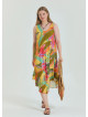Boat Neck Loose Cut Yellow Plus Size Dress 4667